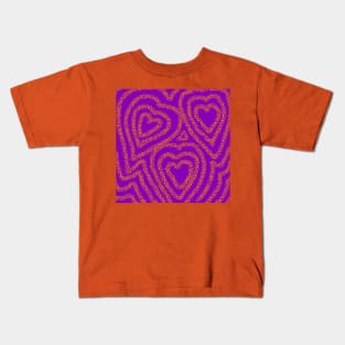 Orange Hearts on Purple Kids T-Shirt